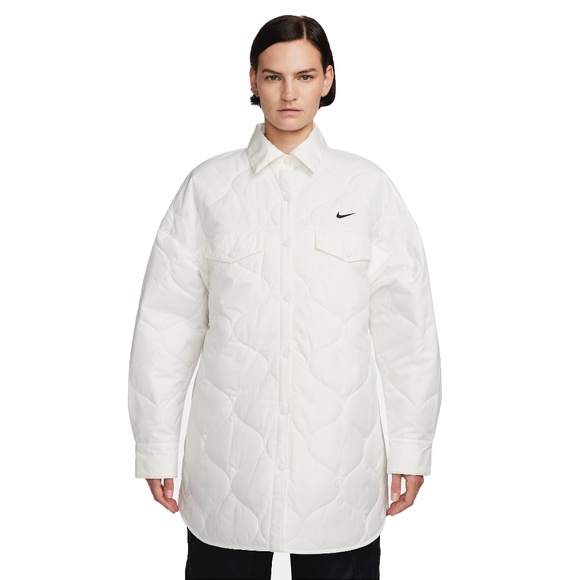Nike Sportswear Essential Sail/Black FB8732-133 Women's Quilted Trench Jacket XL - Picture 2 of 8